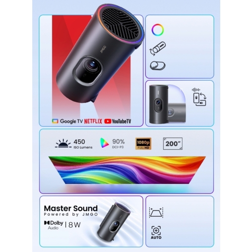 PicoPlay JMGO Bärbar Laser DLP-projektor + Stativ + Powerbank